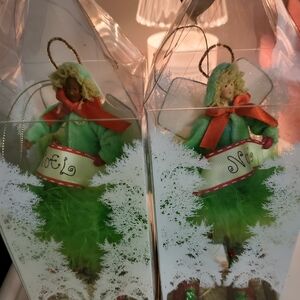 Silvestri Green and Red Noel Angel Ornaments